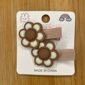 Pastel Daisy Hair Clip Set – 2pcs Soft-Tone Floral Clips for Girls